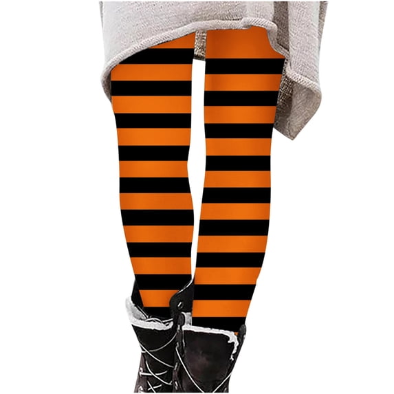 OGLCCG Toddler Girls Halloween Striped Leggings Stretch Full Length Legging Tights Soft High Waisted Workout Yoga Pants 3-8 Years