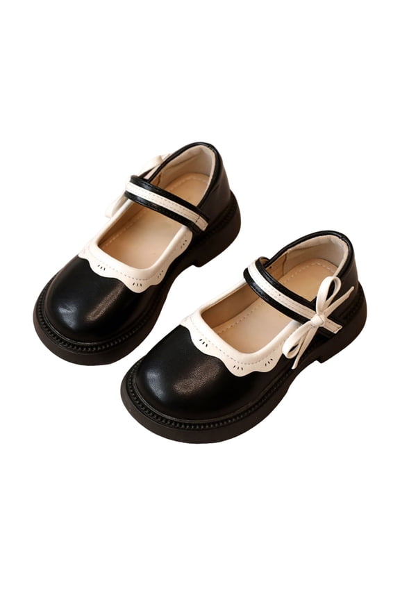 Toddler Girls Mary Jane Dress Shoes Slip-On Bowknot Princess Ballet Flats Shoes Wedding Party Casual School Uniform Shoes 2-11 Years