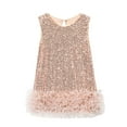 thumbnail image 1 of OGLCCG Toddler Girls Sequin Dress Sleeveless Sparkly Gown Party Dresses Fashion Little Kids A-Line Velvet Dress 2-8 Years, 1 of 3