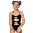 thumbnail image 1 of OGLCCG Tween Girl's One Piece Swimsuits Metal Starfish Ruched Cut Out Halter Bathing Suits Fashion Summer Beachwear Swimwear 7-16 Years, 1 of 7