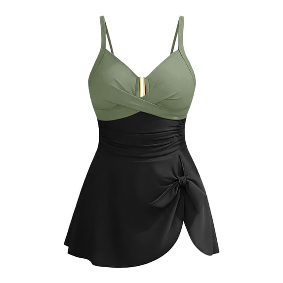 OGLCCG Tween Girls Bikini Swimsuits U-Wire Ruched One Piece Swimsuit Swim Dress Criss Cross Push Up Bathing Suit with Side Tie 7-16 Years
