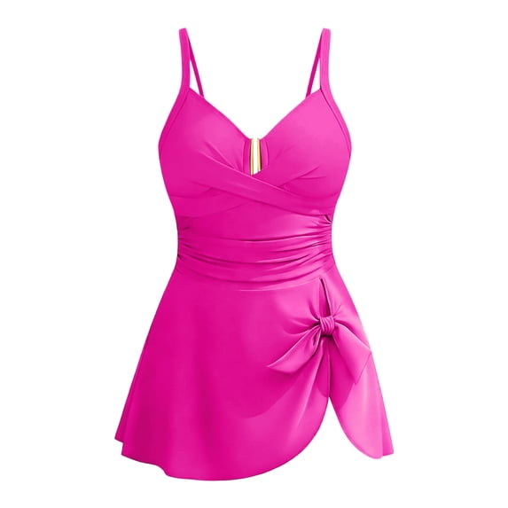 OGLCCG Tween Girls Bikini Swimsuits U-Wire Ruched One Piece Swimsuit Swim Dress Criss Cross Push Up Bathing Suit with Side Tie 7-16 Years