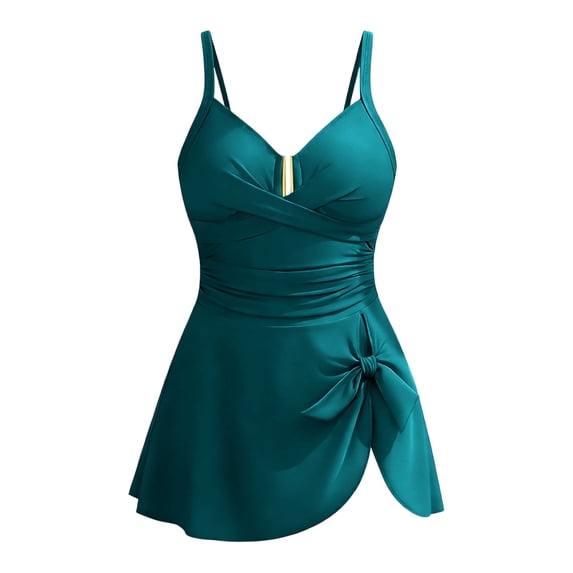 OGLCCG Tween Girls Bikini Swimsuits U-Wire Ruched One Piece Swimsuit Swim Dress Criss Cross Push Up Bathing Suit with Side Tie 7-16 Years