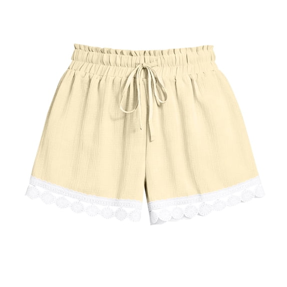 OGLCCG Tween Girls Boho Beach Shorts Elastic Waist Drawstring Lace Ruffle Irregular Hem Elegant Shorts Casual Vintage Solid Shorts 5-16 Years