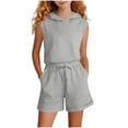 thumbnail image 1 of OGLCCG Two Piece Sets for Girls Sleeveless Hoodies Top and Shorts Set Summer Casual Sweatsuits Tracksuit with Pockets Size 3-14, 1 of 4