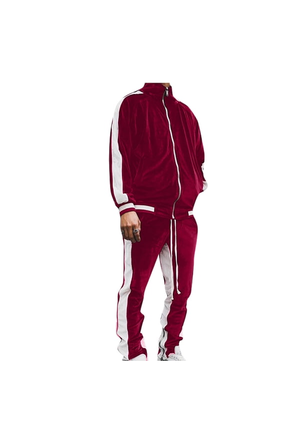 Velour Tracksuit Mens 2 Piece Set Velvet Zipper Jacket with Drawtsring Jogger Sweatpants Sweatsuits Outfits Casual 2023 Fall Fashion Lounge Set