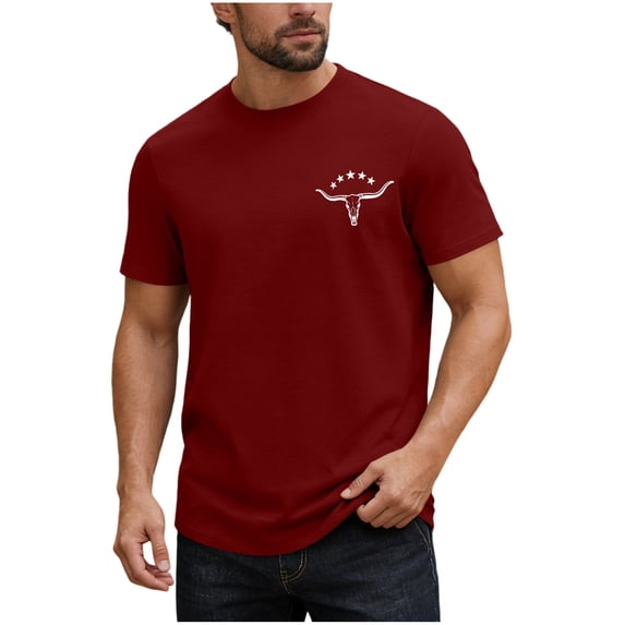 OGLCCG Western Shirts for Men Cowboys Letter Print T Shirt Vintage Graphic Tee Summer Short Sleeve Crewneck Tee Top,XL,Red