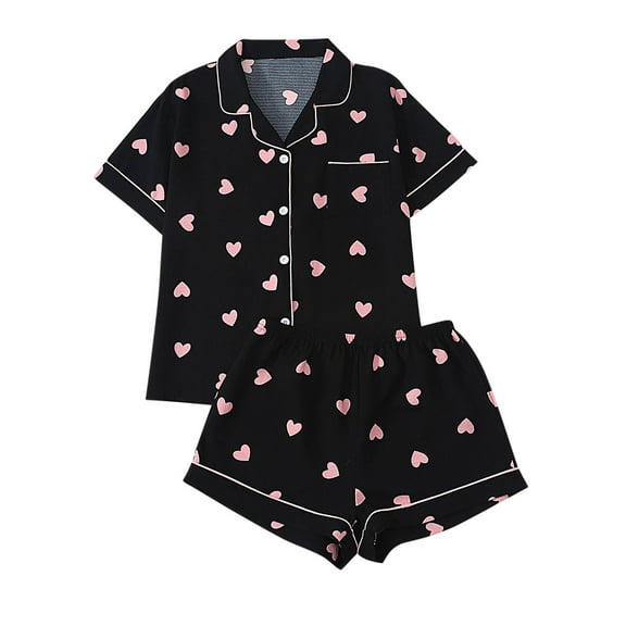 OGLCCG Women Christmas Pajamas Set Christmas Print Short Sleeve Lapel Button Down Sleepwear Tops and Shorts Cute Loungewear Pjs Sets