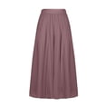 thumbnail image 1 of OGLCCG Women Pleated Maxi Skirts Summer Elastic High Waist Long Tulle Skirts Flowy Swing A-Line Casual Beach Tutu Skirt,L, 1 of 6