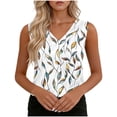 thumbnail image 1 of OGLCCG Women Summer Tank Tops Floral Printed V Neck Sleeveless Blouse Shirts Loose Fit Casual Business Work Tunic Cami Shirts,S,White 3, 1 of 6