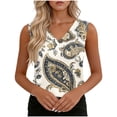 thumbnail image 1 of OGLCCG Women Summer Tank Tops Floral Printed V Neck Sleeveless Blouse Shirts Loose Fit Casual Business Work Tunic Cami Shirts,S,White 5, 1 of 6