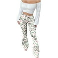 thumbnail image 1 of OGLCCG Women Tight-Fitting Hip Flare Pants Vintage Graphic Print Stretch Bell-Bottom Pant High Waist Long Yoga Palazzo Pants,M,White, 1 of 8