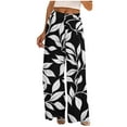 thumbnail image 1 of OGLCCG Women Wide Leg Palazzo Pants High Waisted Casual Flowy Lounge Pants Floral Printed Boho Beach Trousers with Pockets, 1 of 4