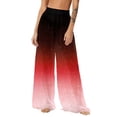 thumbnail image 1 of OGLCCG Women's Cover Up Boho Pants See Through Sheer Mesh Chiffon Flowy Beach Pants Gradient Color Wide Leg Long Palazzo Pant,XL, 1 of 7