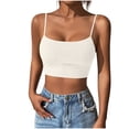 thumbnail image 1 of OGLCCG Women's Crop Cami Tops Slim Scoop Neck Spaghetti Strap Tank Tops Solid Color Summer Basic Camisole Tees,White, 1 of 4