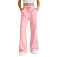thumbnail image 1 of OGLCCG Women's Flare Leg Sweatpants Wide Leg Drawstring Waist Fleece Lined Bell Bottom with Pockets Causal Sports Pants with Pockets,XXL,Pink, 1 of 8