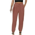 thumbnail image 1 of OGLCCG Women's Jogger Pants Casual Cotton Linen Drawstring Elastic Waist Sweatpants Lightweight Comfy Lounge Tapered Pants with Pockets, 1 of 5