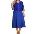 thumbnail image 1 of OGLCCG Women's Knee Length Dress with Lace Cardigan Jacket Plus Size Crewneck Flowy Dresses Formal Two Piece Dress Sets Cocktail Wedding Guest Dress, 1 of 8