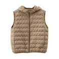 thumbnail image 1 of OGLCCG Women's Lightweight Hooded Vest Full Zip Thin Warm Sleeveless Jacket Casual Fall Winter Soft Cropped Quilted Puffer Vest,XL,Khaki, 1 of 7