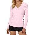 thumbnail image 1 of OGLCCG Women's Long Sleeve UPF 50+ Sun Protection Shirts V Neck Workout Shirts for Hiking Fishing Breathable Athletic Running Gym Tshirt,XXXL,Pink, 1 of 6