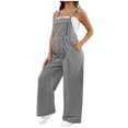 thumbnail image 1 of OGLCCG Women's Plaid Bib Overalls Loose Fit Summer Wide Leg Maternity Jumpsuit Casual Adjustable Strap Baggy Pregnancy Rompers with Pockets, 1 of 5