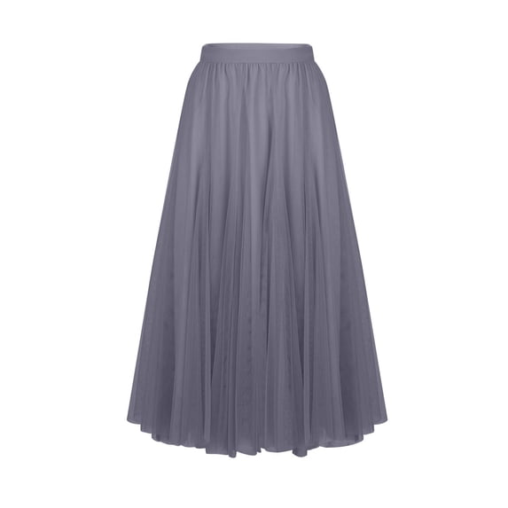 OGLCCG Women's Pleated Maxi Skirts Elastic Waist A-Line Tulle Long Skirt for Party Wedding Summer Solid Color lowy Mesh Tutu Skirt,XL