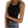 thumbnail image 1 of OGLCCG Women's Sequin Tank Tops Sleeveless Crew Neck Sparkly Party Camisole Vest Summer Casual Slim Fit Shimmer Blouse Tops,L,Black, 1 of 8