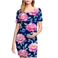 thumbnail image 1 of OGLCCG Women's Short Sleeve Maternity Dress Floral Printed Side Ruched Pregnancy Clothes for Baby Shower Casual Daily Wear Bodycon Dress, 1 of 6