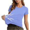 thumbnail image 1 of OGLCCG Women's Short Sleeve Workout Shirts Quick Dry Breathable Sports Athletic Tops Summer Lightweight Outdoor Running Gym Tees,XXL,Blue, 1 of 5