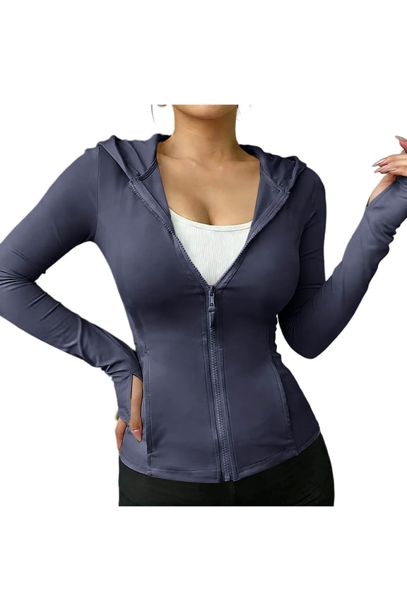 Women's UPF 50+ Sun Protection Hoodie Jacket Lightweight Long Sleeve Sun Shirt with Pockets Outdoor Hiking Workout Shirts,M,Navy