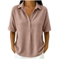 thumbnail image 1 of OGLCCG Women's Waffle Golf Shirts Half Button Short Sleeve Collard T-Shirt Summer Casual Tennis Work Athletic Tops,Pink, 1 of 5