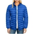 thumbnail image 1 of OGLCCG Women's Winter Puffer Jacket Lightweight Warm Quilted Coat with Pockets Cold Weather Long Sleeve Stand Collar Down Jackets,XL,Blue, 1 of 4