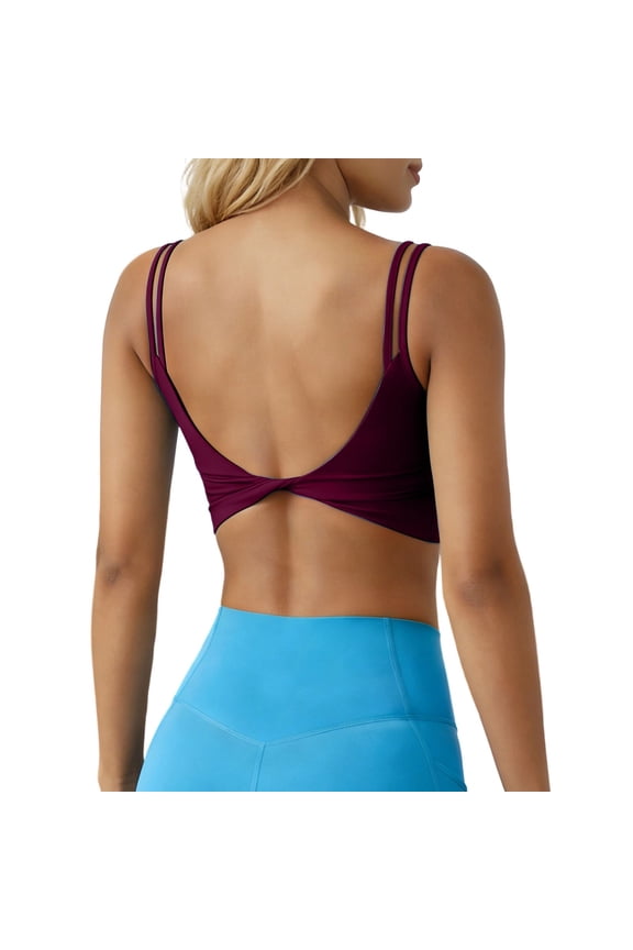 Women's Workout Sports Bras Backless Fitness Yoga Crop Tank Tops Metamorph Twist Back Cami for Gym Athletic