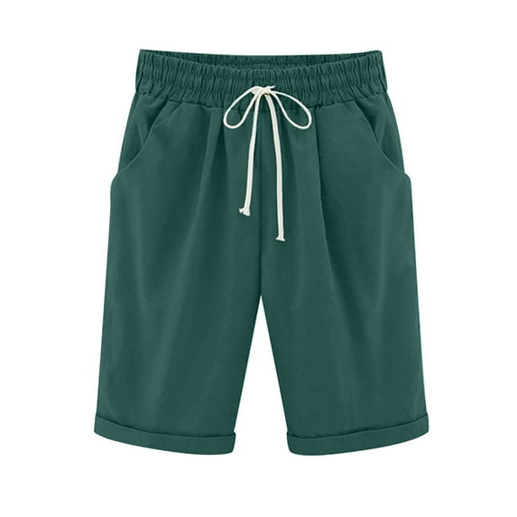OGLCCG Womens Bermuda Shorts Plus Size Summer Casual Cotton Linen Workout Shorts Breathable Comfy Shorts with Pockets