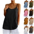thumbnail image 1 of OGLCCG Womens Camisole Tank Tops Causal Cotton Linen V-Neck Sleeveless Tops Lightweight Summer Loose Fit Spaghetti Strap Cami Shirts,XXL,Khaki, 1 of 7