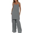 thumbnail image 1 of OGLCCG Womens Cotton Linen Two Piece Sets Summer Loose Fit Beach Vacation Outfits Casual Sleeveless Spaghetti Strap Tank Top and Pants Sets, 1 of 7