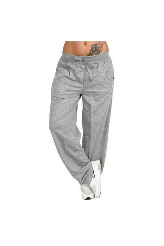 Womens Everyday Cotton Sweatpants Drawstring Warm-Up Sports Joggers Yoga Pants Casual Lightweight Lounge Workout Pants with Pockets