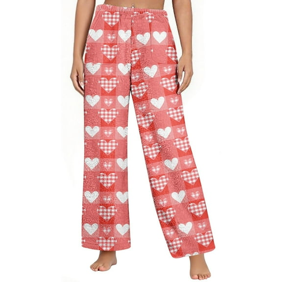 OGLCCG Womens Flannel Pajama Pants Winter Warm Fuzzy Soft Fleece Pajama Bottoms with Pockets Comfy Baggy Sleep Loungewear Pants