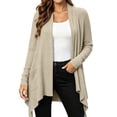 thumbnail image 1 of OGLCCG Womens Open Front Draped Cardigan, Ribbed Knit Long Sleeve Asymmetrical Hem Cardigans with Pockets,Cardigan Sweaters for Women,Size S-XXL, 1 of 7