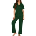 thumbnail image 1 of OGLCCG Womens Pajama Sets 2 Piece Short Sleeve Button Down Pjs Shirt and Pajama Pant Soft Sleepwear Lounge Sets for Women,L, 1 of 5