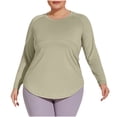 thumbnail image 1 of OGLCCG Womens Plus Size Workout Tops Long Sleeve Crewmeck Quick Dry Hiking Athletic Shirts Summer Moisture Wicking Shirts for Women,XXXL,Green, 1 of 3