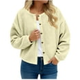 thumbnail image 1 of OGLCCG Womens Sherpa Fleece Jackets Cropped Button Down Crew Neck Fall Winter Coats Loose Fit Casual Trendy Short Outerwear,S,Beige, 1 of 7