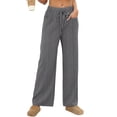 thumbnail image 1 of OGLCCG Womens Striped Pajamas Pants Elastic Waisted Wide Leg Comfy Loungewear Pants with Pockets Casaul Lightweight Baggy Sleep Pants,S,Black, 1 of 7