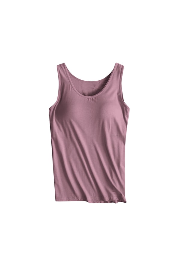 Womens Tank Tops with Built in Padded Bra 2025 Sleeveless Square Neck Undershirts Summer Casual Solid Color Basic Tee Shirt Clearence