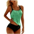 thumbnail image 1 of OGLCCG Womens Tankini Bathing Suits Summer Swim Top with Shorts Two Piece Modest Padded Swimsuits,M,Mint Green, 1 of 4