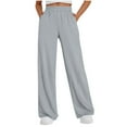 thumbnail image 1 of OGLCCG Womens Wide Leg Sweatpants High Waisted Baggy Fleece Joggers Pants with Pockets Drawstring Elastic Waist Loose Athletic Joggers,L,Gray, 1 of 4