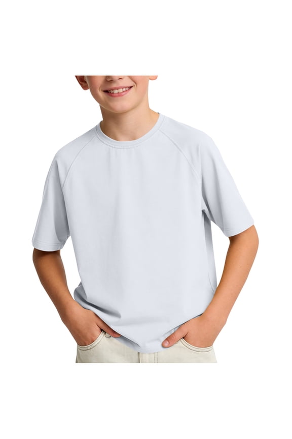 Workout Shirts for Boys Crewneck Quick Dry Running Athletic T-Shirts UPF 50+ Sun Protection Short Sleeve Gym Tops 5-16 Years