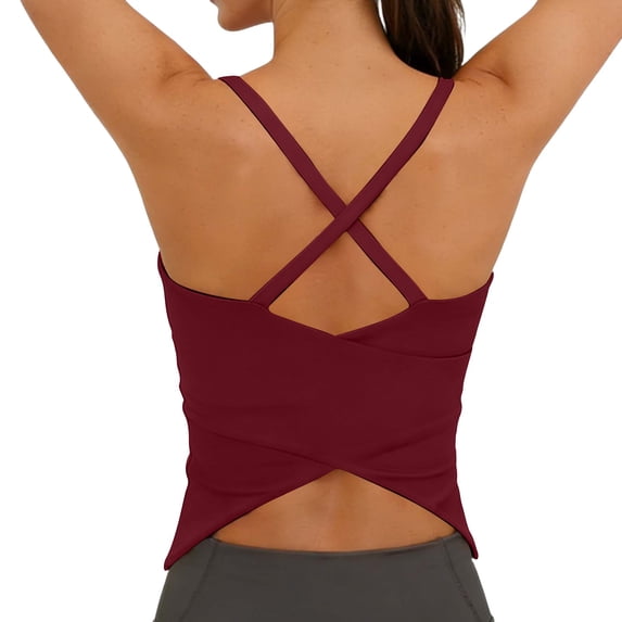 OGLCCG Workout Yoga Crop Tank Tops for Women Criss Cross Open Back Strappy Sleeveless Tank Tops Athletic Gym Sports Shirts