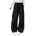 thumbnail image 1 of OGLCCG Y2K Cargo Pants for Girls Kids Trendy Wide Leg Streetwear Jogger Trousers with Pockets Loose Fit Parachute Pants 5-16 Years, 1 of 4