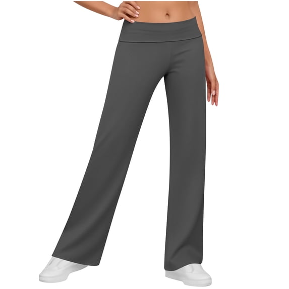 OGLCCG Yoga Pants for Women Low Rise Straight Leg Sweatpants Y2k Solid Color Stretchy Soft Loose Gym Workout Lounge Pants,L,Dark Gray